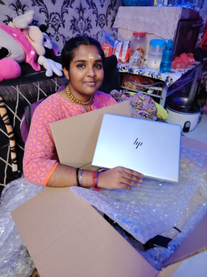 A laptop for STPM student Darshini Sivermurugan, PPR Desa Rejang